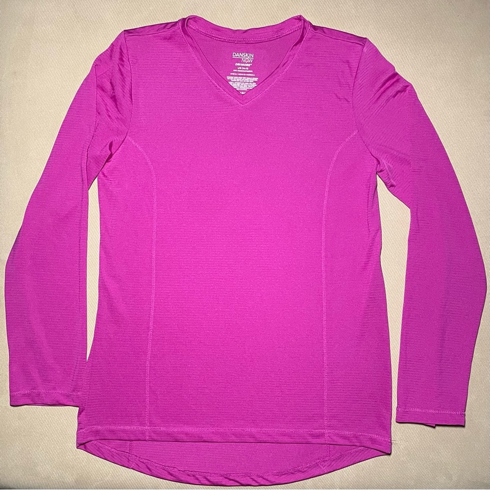 Danskin Now Drimore Long Sleeve V-Neck Size Large (10-12)